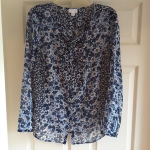 Blue floral print bohimiam blouse